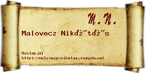 Malovecz Nikétás névjegykártya